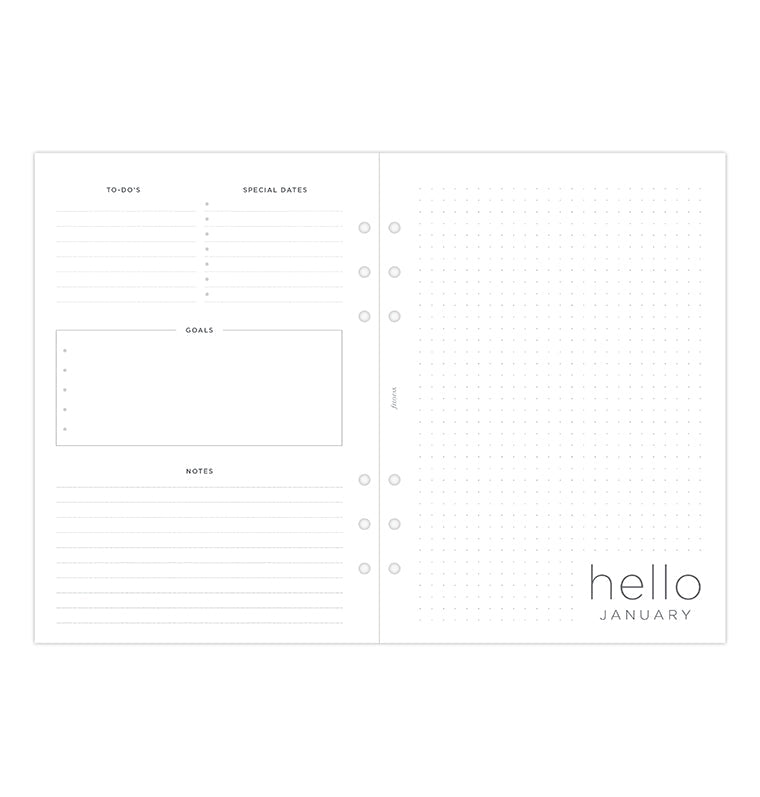 Minimal Week On Two Pages Diary Refill - A5 2026 Multilanguage Filofax 26-68590