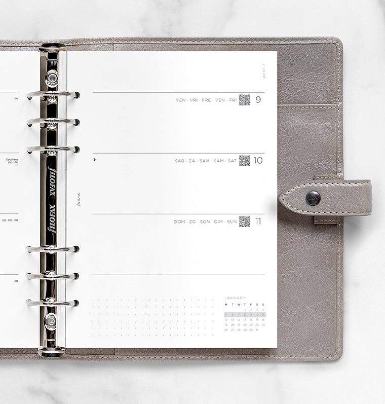 Minimal Week On Two Pages Diary Refill - A5 2026 Multilanguage Filofax 26-68590