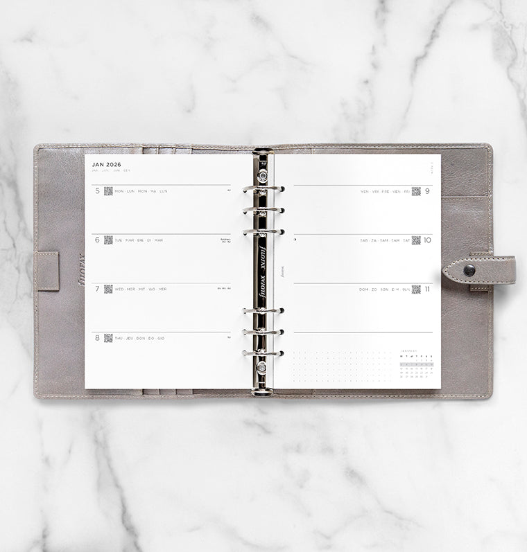 Minimal Week On Two Pages Diary Refill - A5 2026 Multilanguage Filofax 26-68590