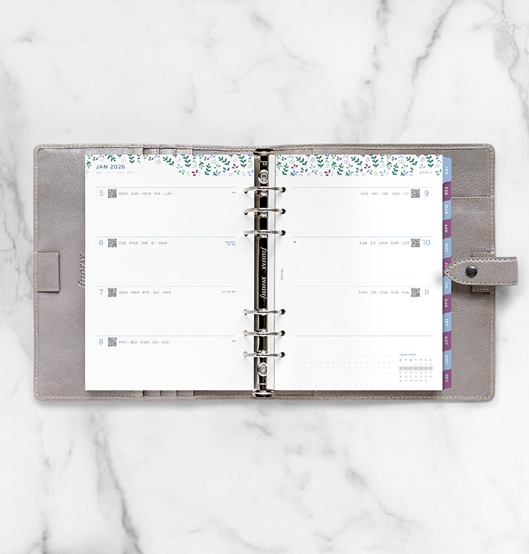 Garden Week On Two Pages Diary Refill - A5 2026 Multilanguage Filofax 26-68592