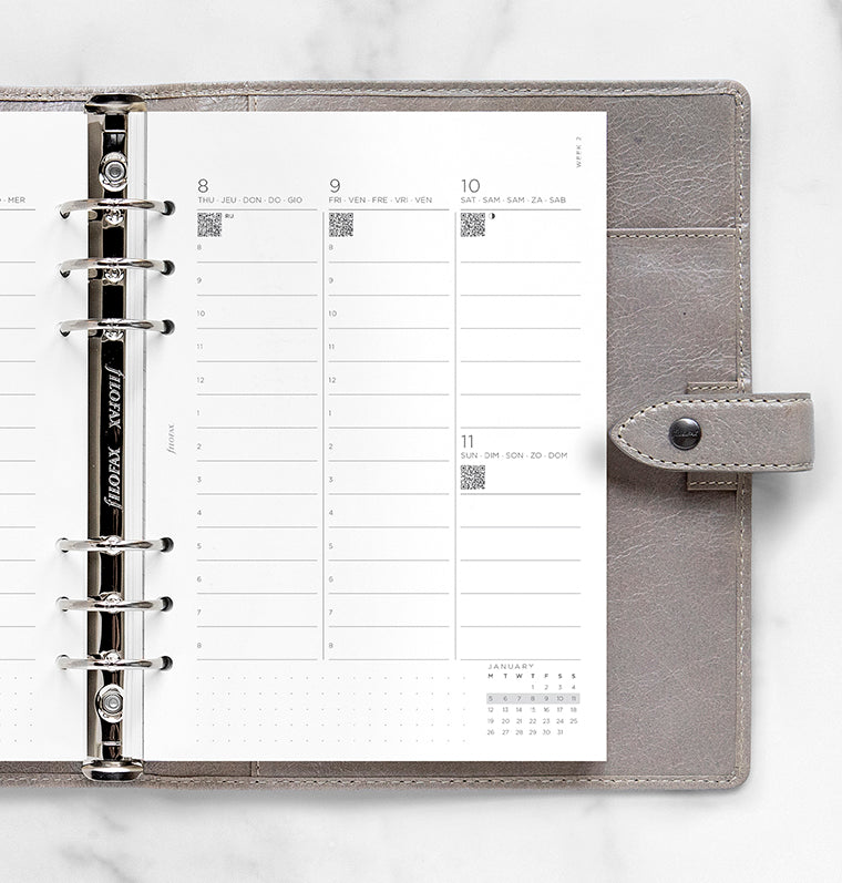 Minimal Week On Two Pages Vertical Diary Refill - A5 2026 Multilanguage Filofax 26-68593