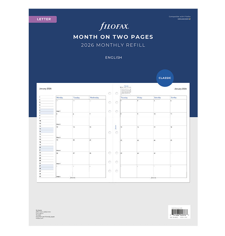 Filofax Personal Week On Two Pages English Sunday Start 2026 Diary 26-68419: Calendars, Planners & Personal Organisers