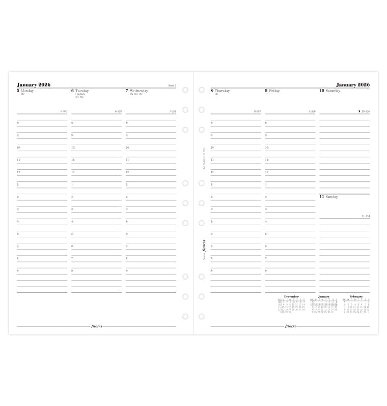 Week On Two Pages Diary Refill With Appointments - Deskfax 2026 English Filofax 26-68612