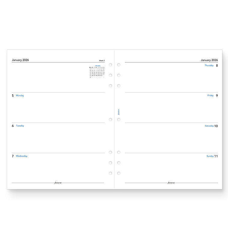 Filofax Week On Two Pages Diary Refill - Letter 2026 English Filofax 26-68621