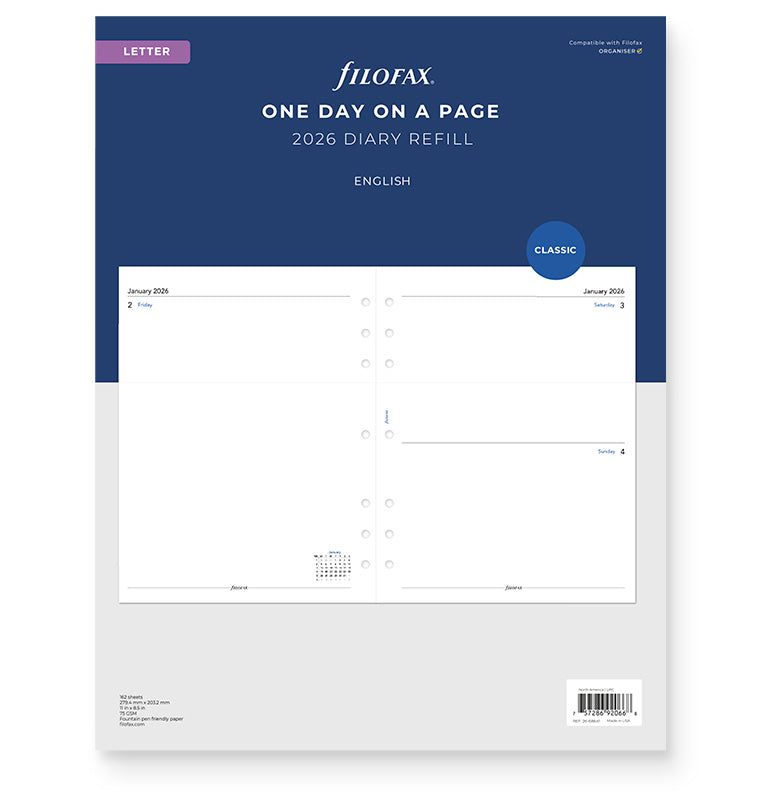 Filofax One Day On A Page Diary - Letter 2026 English 26-68641