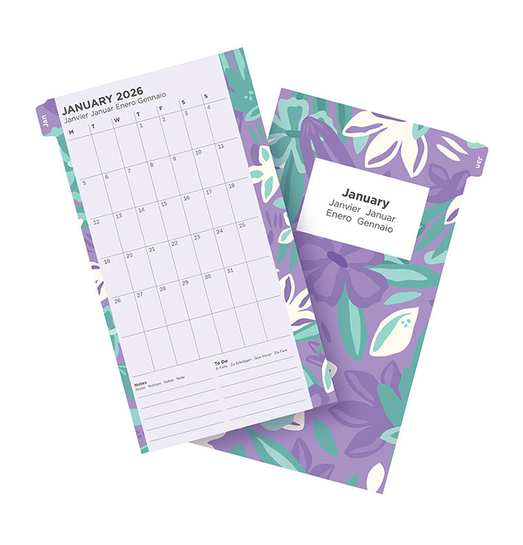 Floral Illustrated Diary Refill Refill Pack - Personal 2026 Multilanguage Filofax 26-6341
