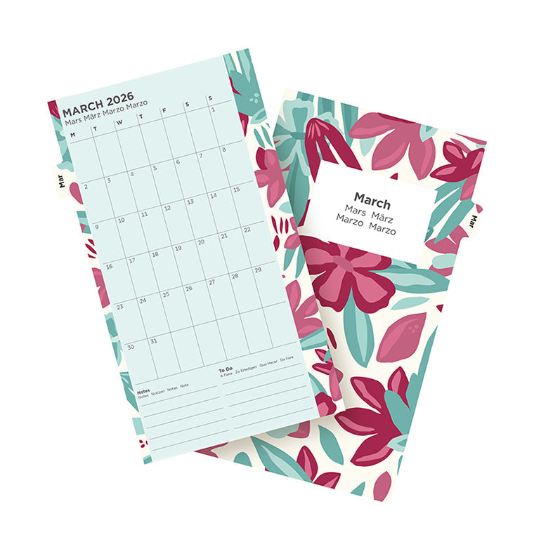 Floral Illustrated Diary Refill Refill Pack - Personal 2026 Multilanguage Filofax 26-6341