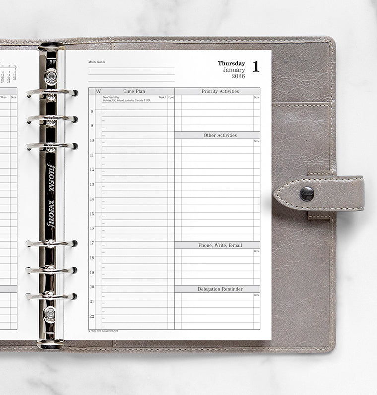 Time Management One Day On Two Pages Diary Refill - A5 2026 English Filofax 26-TM7031