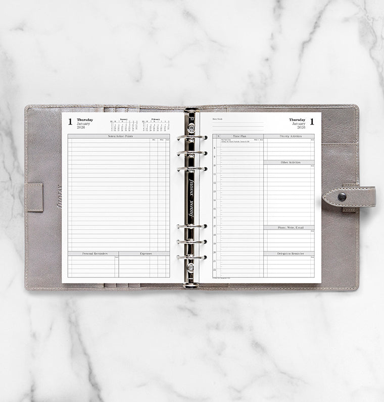 Time Management One Day On Two Pages Diary Refill - A5 2026 English Filofax 26-TM7031