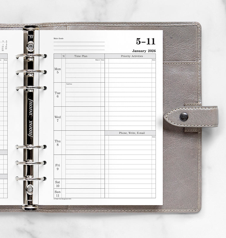 Time Management Week To View Diary Refill - A5 2026 English Filofax 26-TM7051