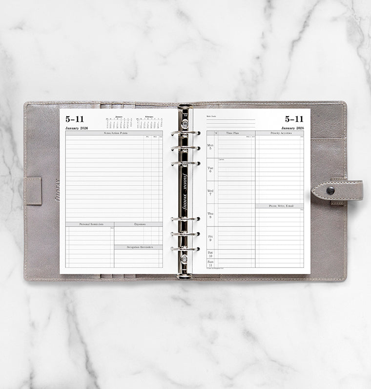 Time Management Week To View Diary Refill - A5 2026 English Filofax 26-TM7051
