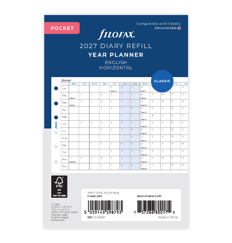 Filofax 2024 A5 Vertical Year Planner 24-68501