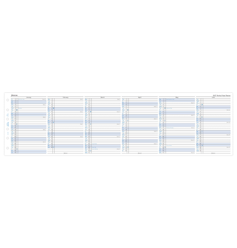 Vertical Year Planner - Pocket 2027 English Filofax 27-68202