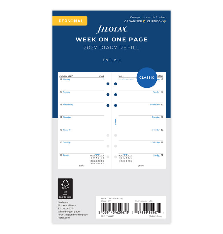 Month On Two Pages Diary Personal 2027- Filofax – Filofax US
