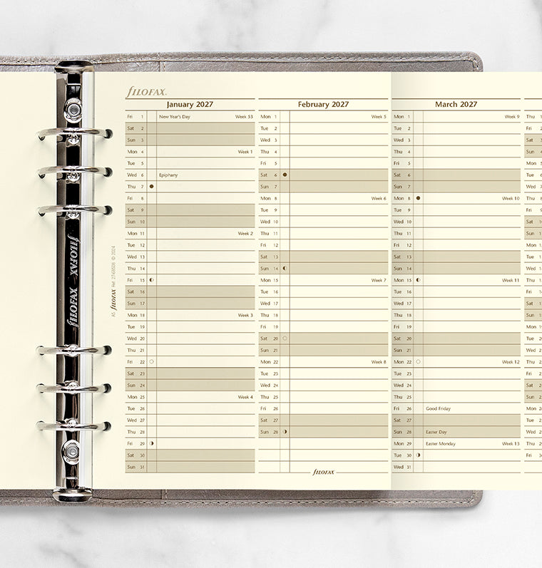 Vertical Year Planner - A5 Cotton Cream 2027 English Filofax 27-68508