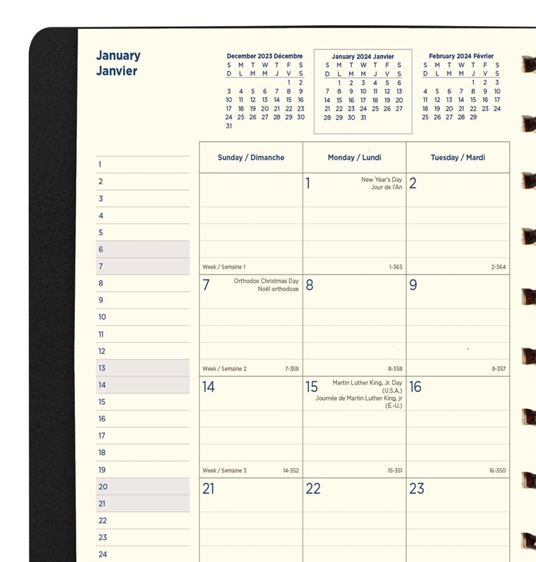 Filofax Calendar Recharge Diary, Pocket Size, Week Maroc