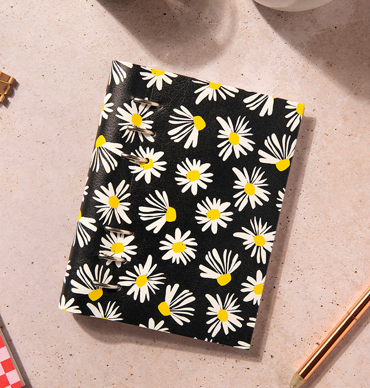 Clipbook Floral A5 Organizer Black Daisy