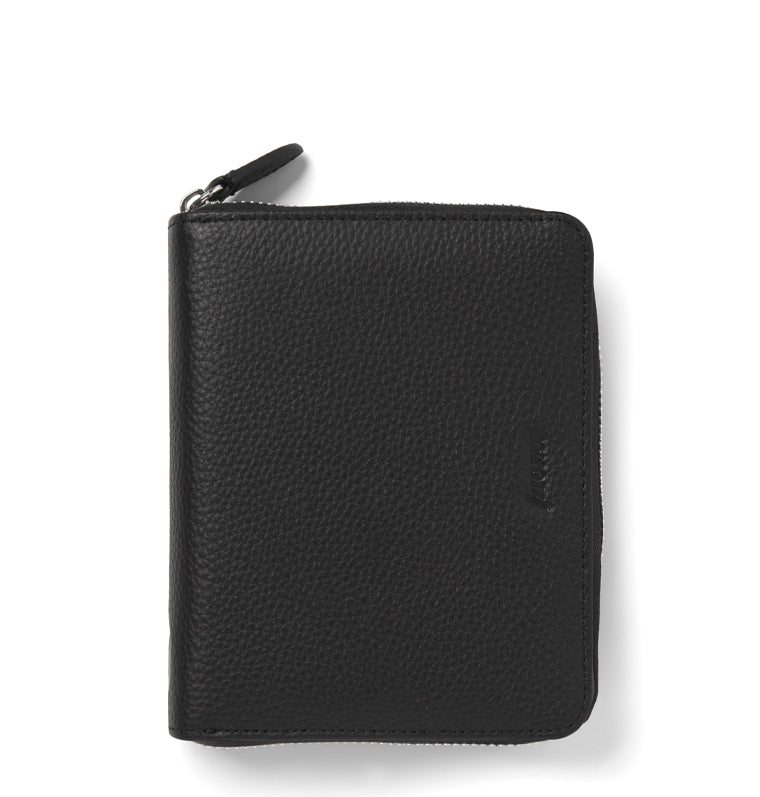 Norfolk Pocket Compact Zip Leather Organizer Black