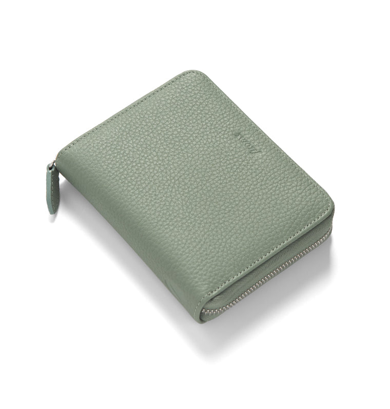 Norfolk Pocket Compact Zip Leather Organizer Sage