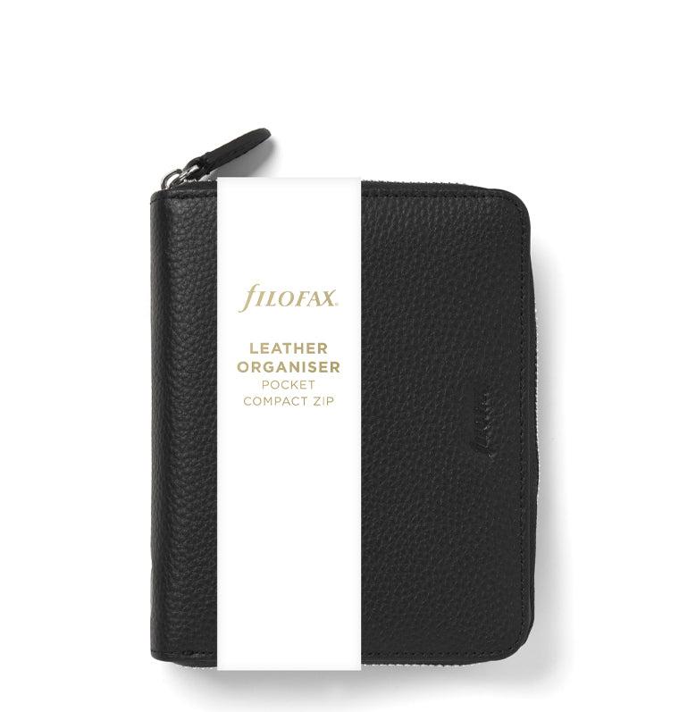 Norfolk Pocket Compact Zip Leather Organizer Black