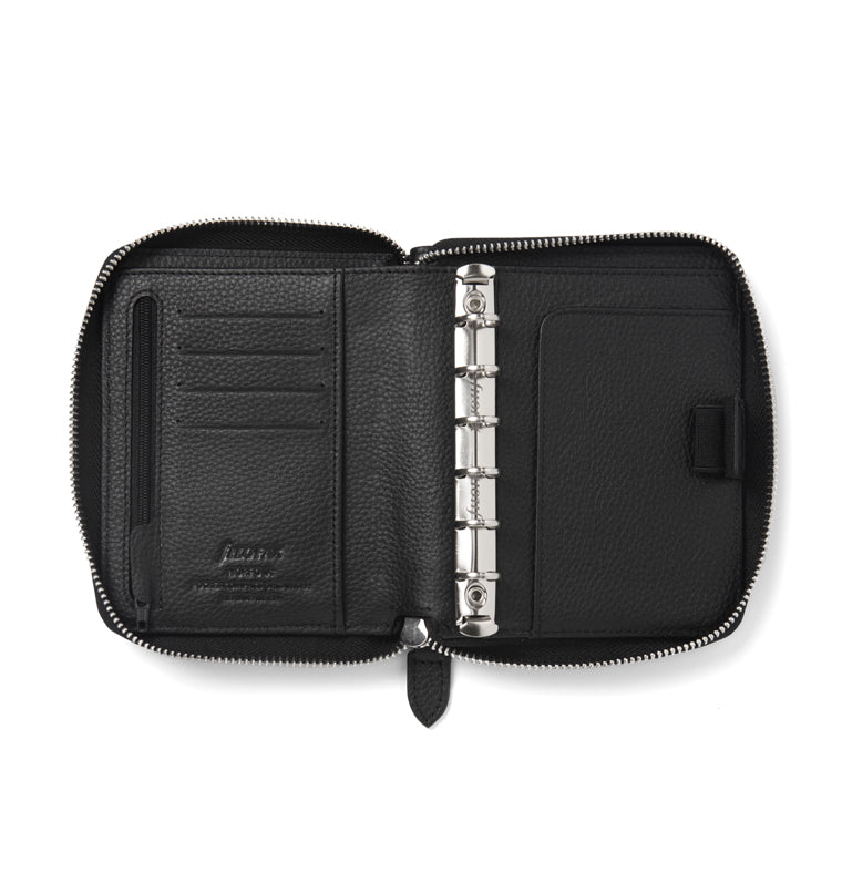 Norfolk Pocket Compact Zip Leather Organizer Black