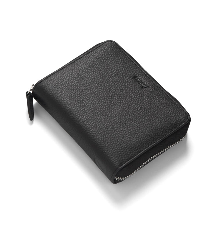 Norfolk Pocket Compact Zip Leather Organizer Black