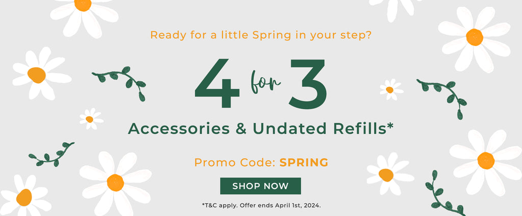 4 for 3 Across Accessories & Undated Refills! Promo code SPRING