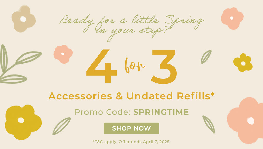 4 for 3 Accessories & Undated Refills with code: SPRINGTIME.