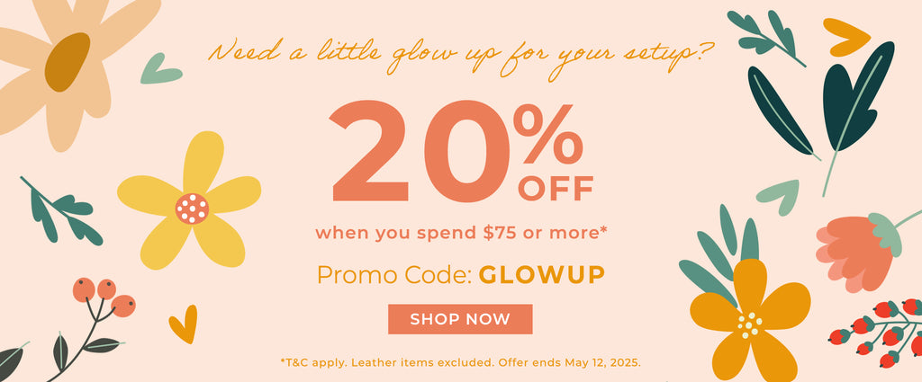 20% off when you spend $75 or more with promo code: GLOWUP