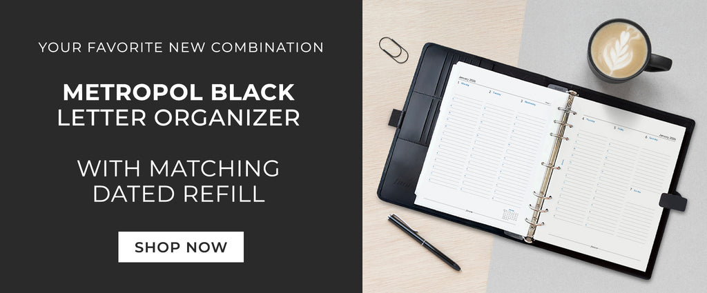 Metropol Black Letter Organizer with 2026 Dated Refill in Letter size.