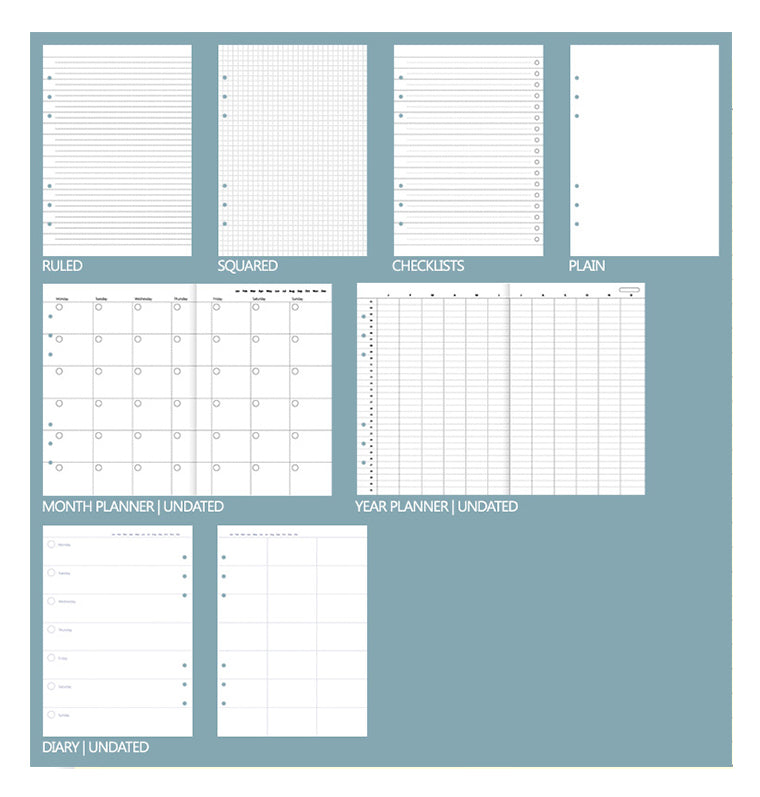 Fill included with Clipbook Moonlight A5 Refillable Planner