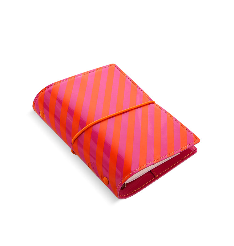 Domino Patent Pocket Organizer Orange-Pink Stripes