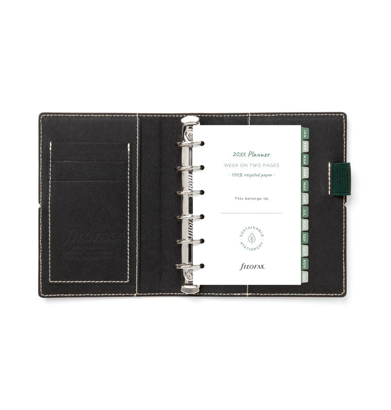 Filofax Eco Essential Pocket Organizer Golden Oak - open with contents