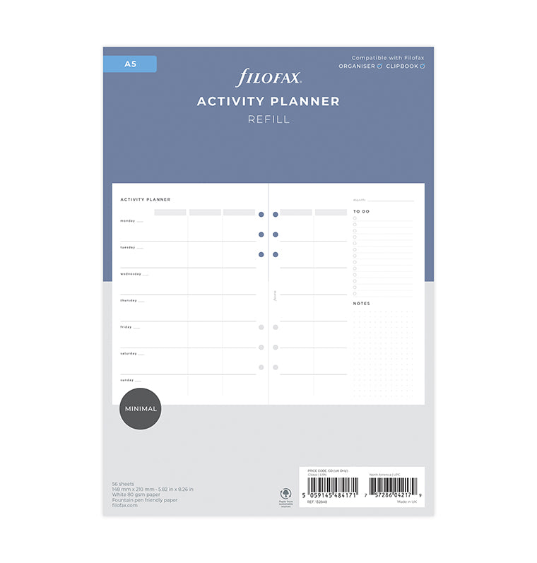 Pages calendrier perpetuel pour agenda recharge A5 type Filofax