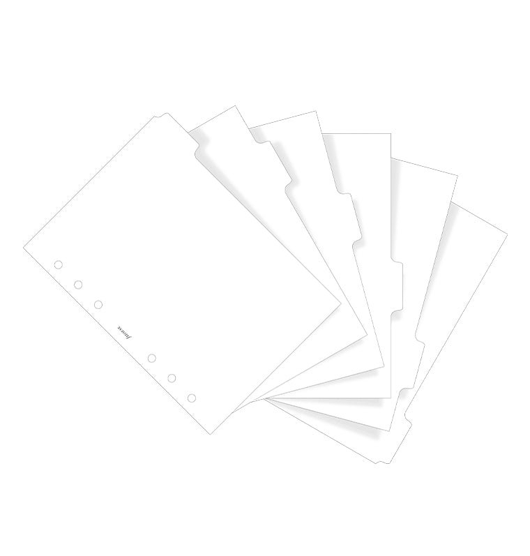Filofax White A5 Dividers for organizers and Clipbook