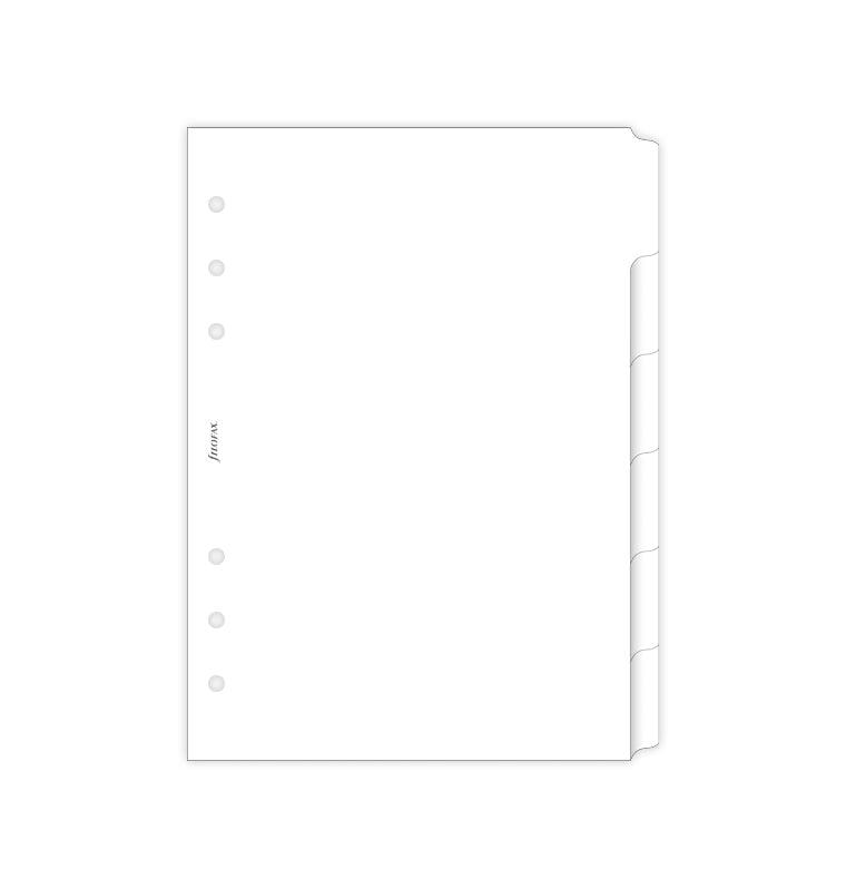 Filofax White A5 Dividers for organizers and Clipbook