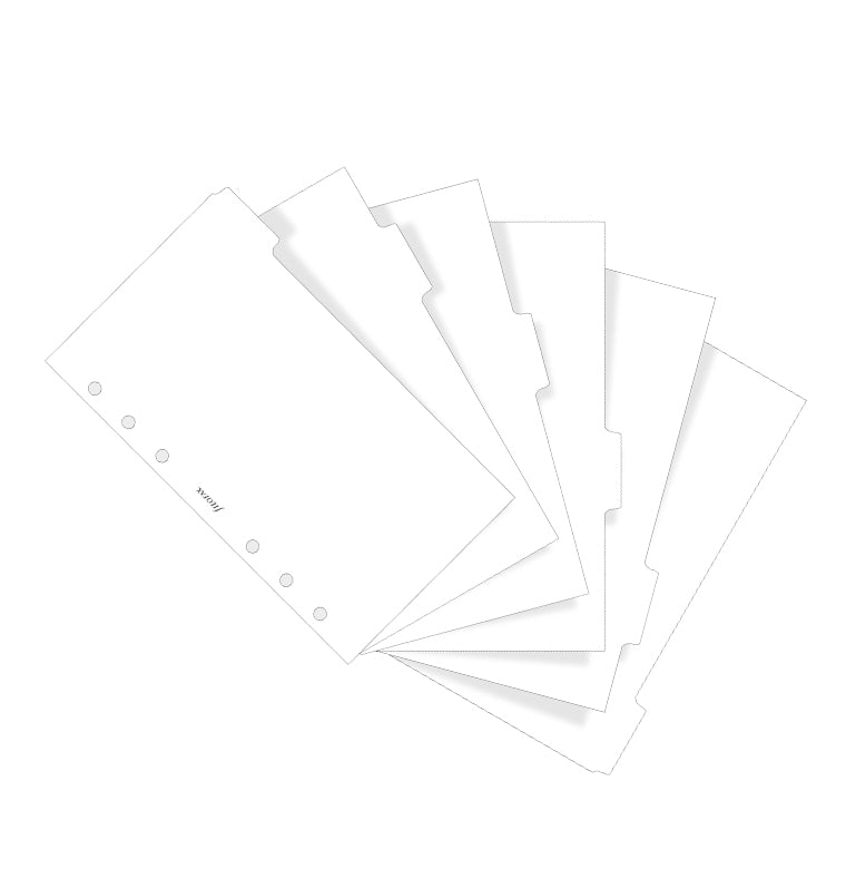 Filofax White Dividers for organizers and Clipbook - Personal size
