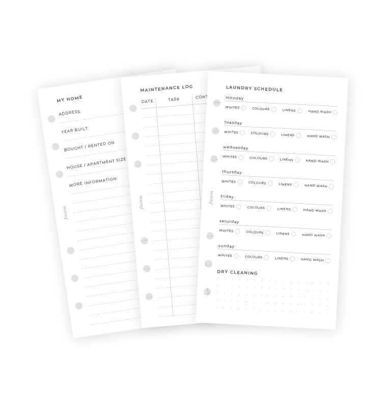 Filofax Household Planner Refill for Personal Organizers and Clipbook