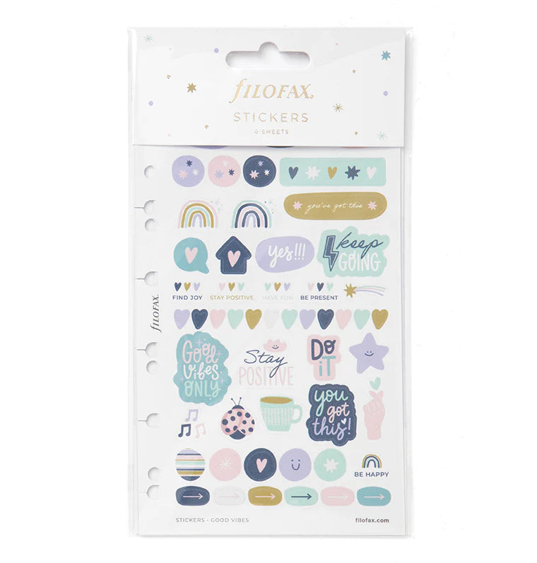 Good Vibes Stickers for Filofax Organizers and Refillable Notebooks - in Packaging