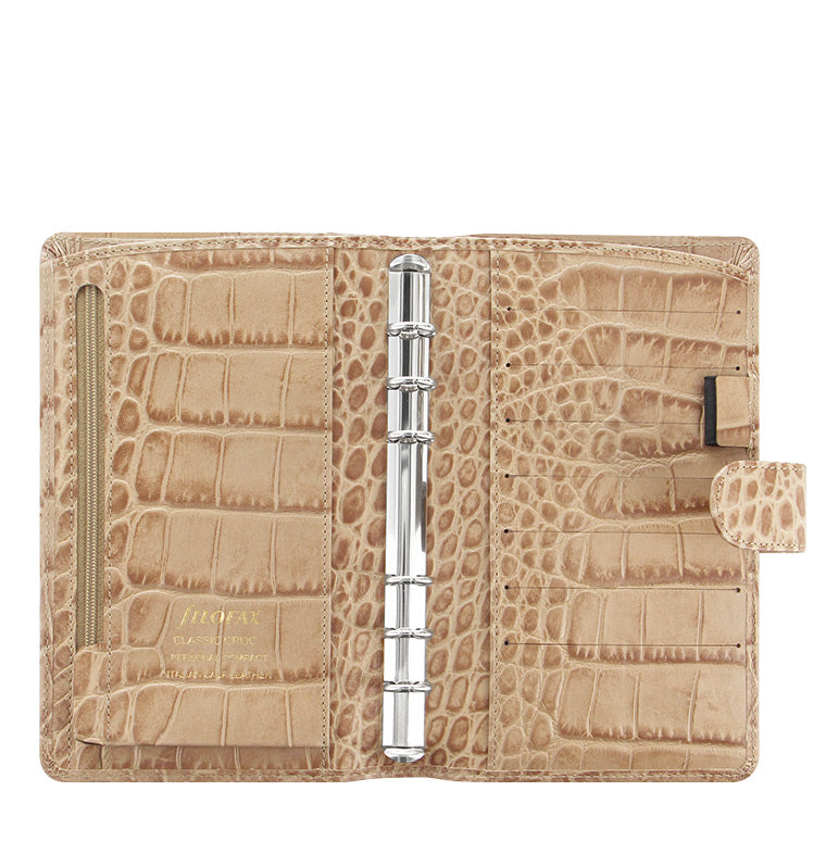 Classic Croc Personal Compact Leather Organizer Beige