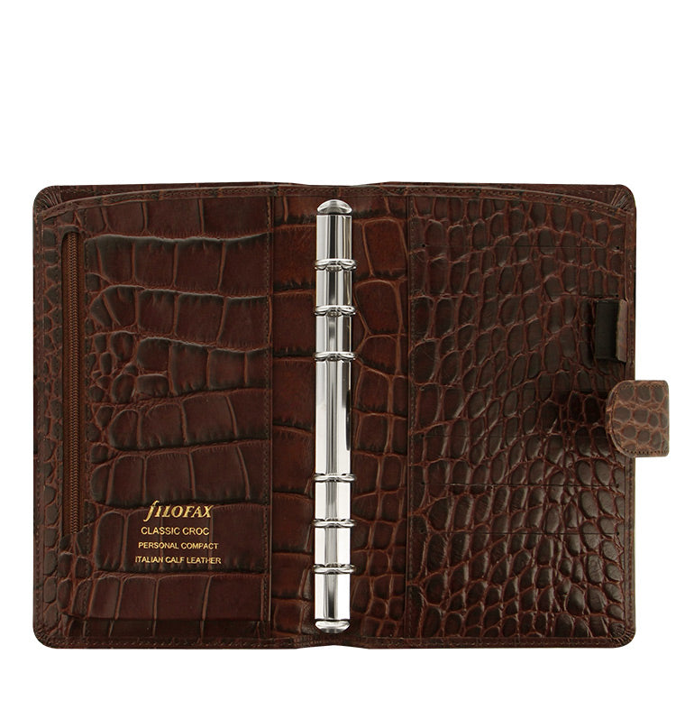 Leather Classic Croc Personal Compact Organizer