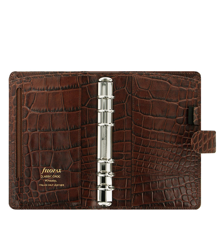 Classic Croc Personal Leather Organizer Chestnut Brown Inside