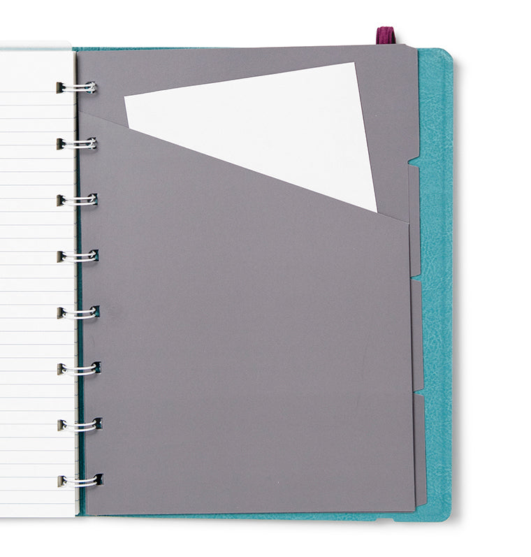 Contemporary A5 Refillable Notebook in Teal - Dividers