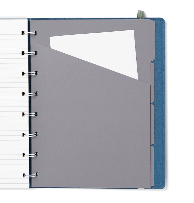 Contemporary A5 Refillable Notebook in Blue Steel with Dividers