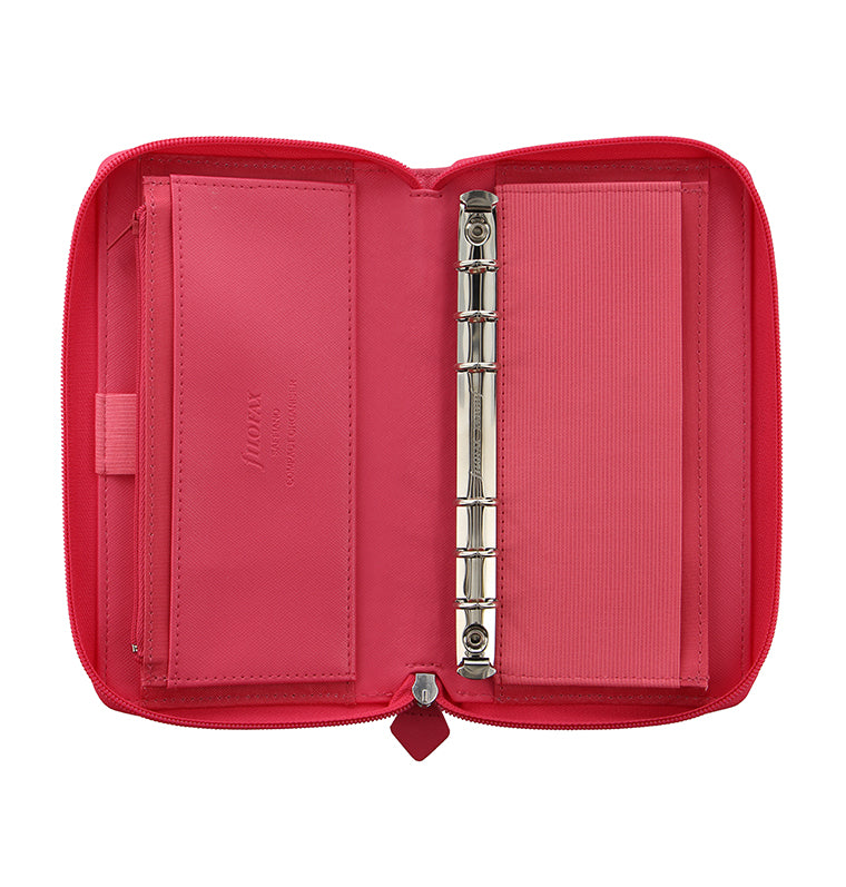Saffiano Personal Compact Zip Organizer Peony Inside Pockets