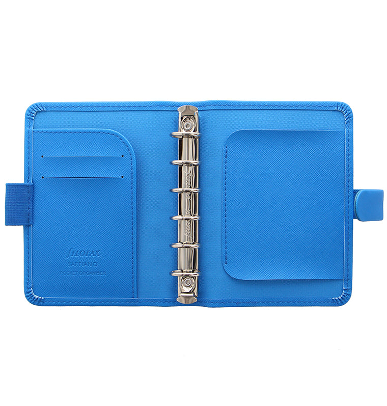 Saffiano Fluoro Pocket Organizer Blue Inside View