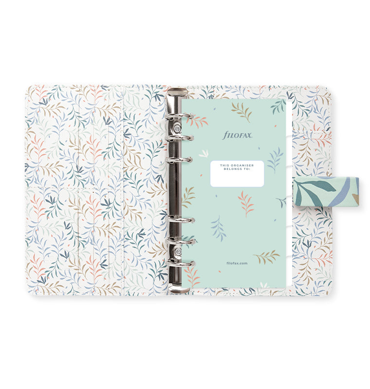 Botanical Personal Organizer in Mint with Fill
