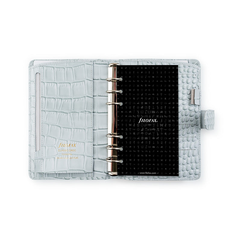 Classic Croc Personal Organizer Silver Mist inside with Fill