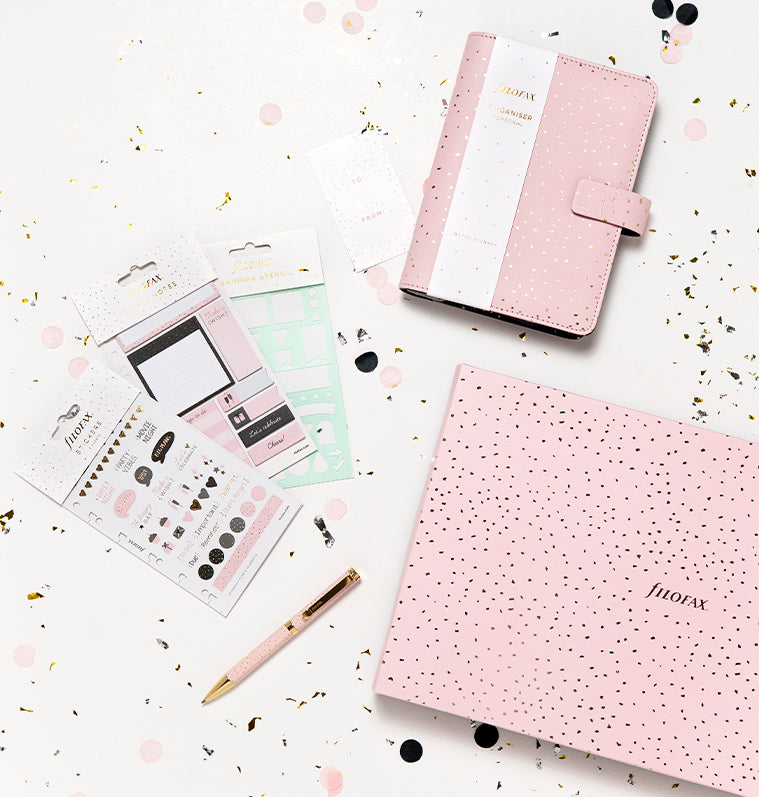 Confetti Personal Organizer Gift Set Rose Quartz | Filofax