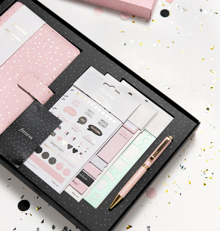 Confetti Personal Organizer Gift Set Rose Quartz | Filofax